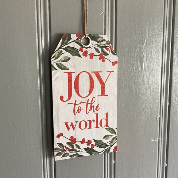 NWT Beautiful Glittered Joy To The World Wooden Holiday Gift Tag Decoration Sign - Picture 5 of 11